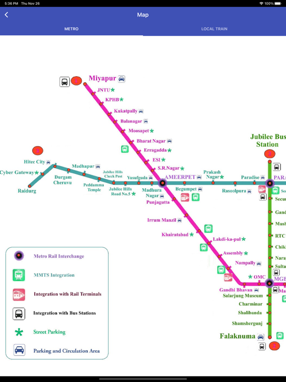 Hyderabad Metro, MMTS, RTC bus screenshot 2