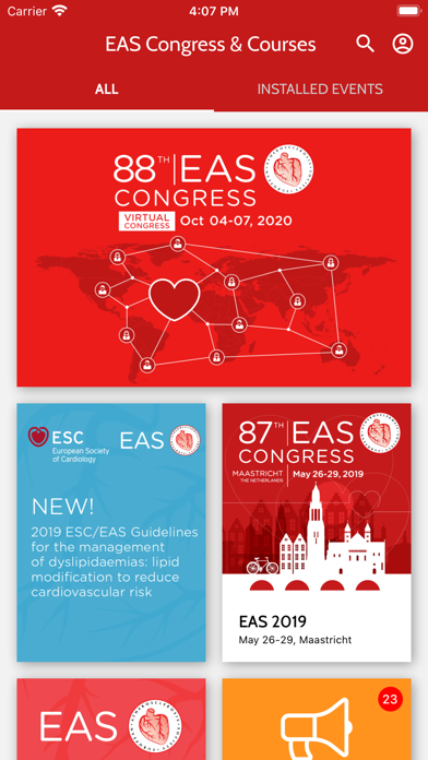 EAS Congress & Courses Screenshot