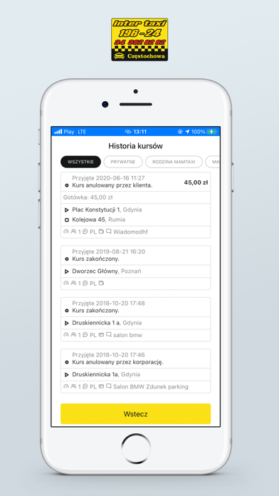 Inter Taxi Częstochowa iPhone screenshot