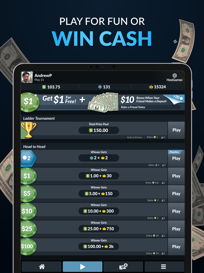 Play 21 - Real Money Card Game