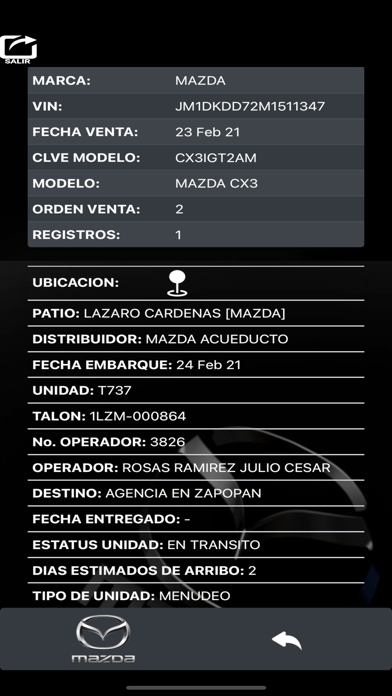 Consulta Unidades Mazda Screenshot