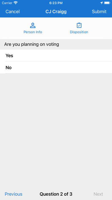 Organizer Canvassing Screenshot