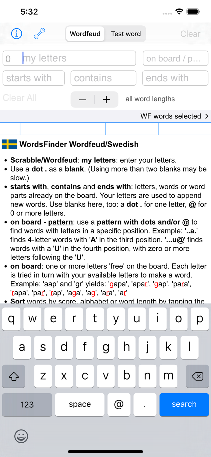 Svenska Words Finder Wordfeud