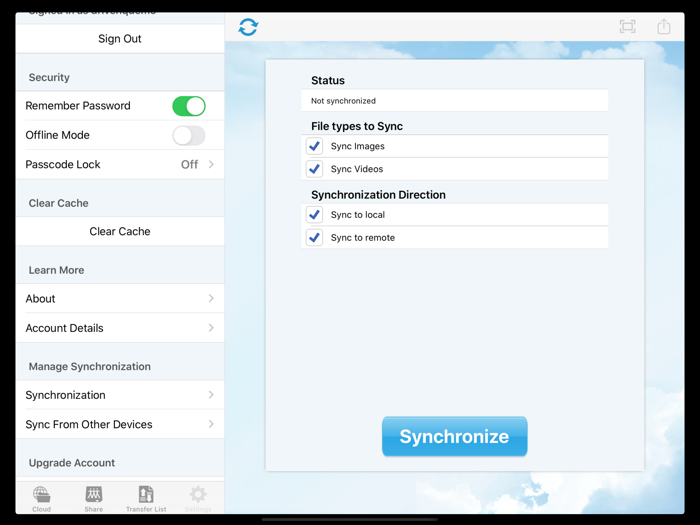 DriveHQ FileManager for tablet