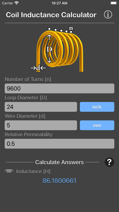 Coil Inductance Calculator Screenshot