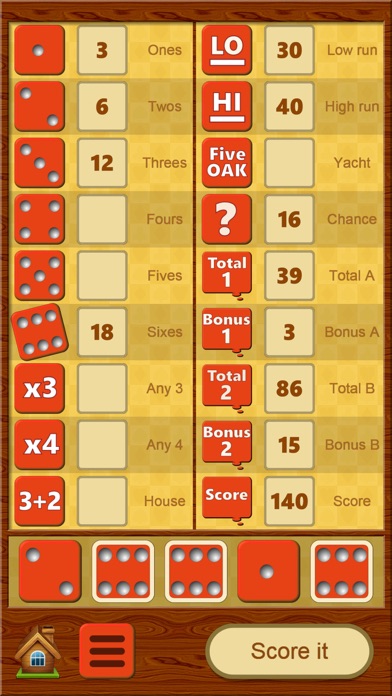 FiveOAK, yatzy dice game Screenshot