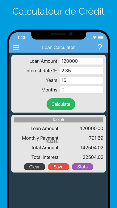 Screenshot #1 pour Crédit / Prêt Calculatrice