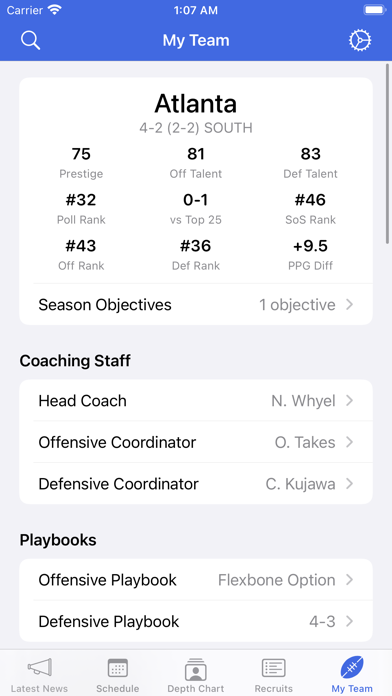 College Football Coach Screenshot
