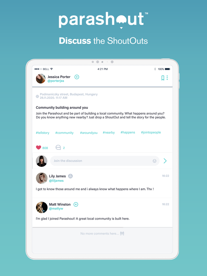 Parashout Local community app
