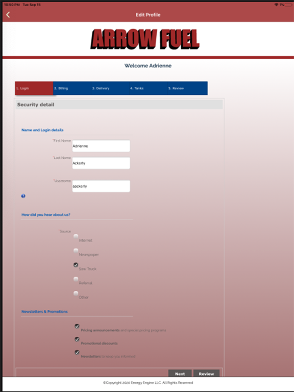Arrow Fuel iPad screenshot 2 - Business app