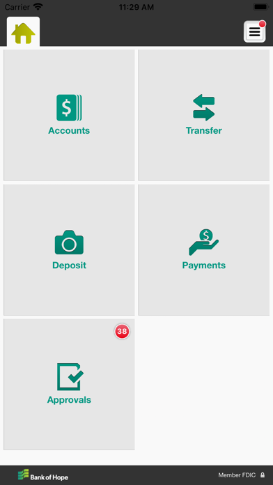 Bank of Hope Business Banking Screenshot