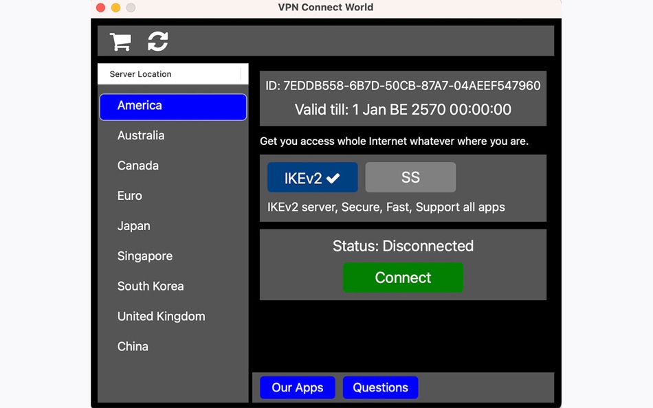 VPN Connect World - Unlimited (macOS) 由: Lionscope OÜ VPN Connect World - Unlimited (macOS) 由: Lionscope OÜ