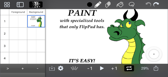 Captură de ecran a aplicației de animație DigiCel FlipPad