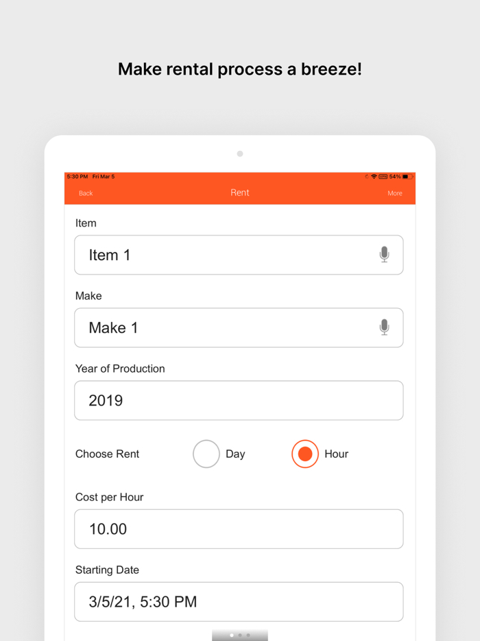 Rental Business Management App