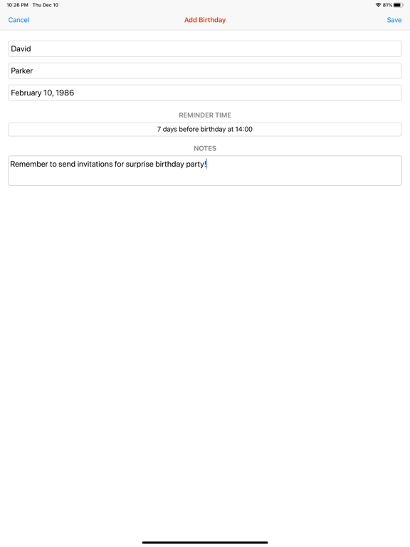 Screenshot #5 pour Birthday Reminder and Tracker
