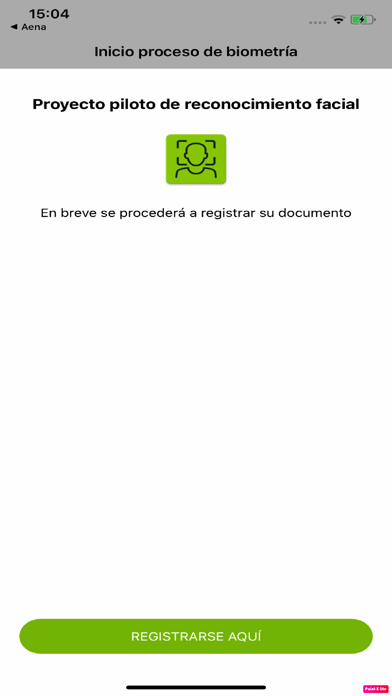 Aena. Registro biométrico Screenshot