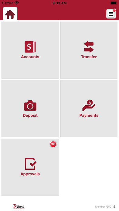 TS Bank Mobile Cash Management Screenshot