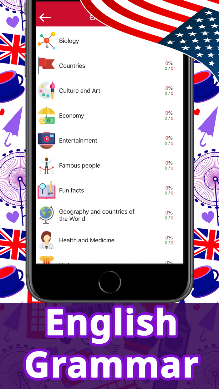 Learn English app Adjectives