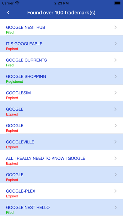 U.S. Trademark Search Tool Screenshot