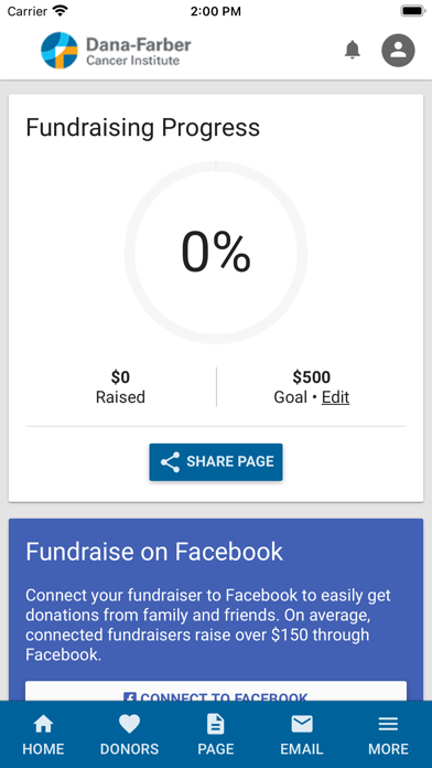 Dana-Farber Fundraising Screenshot