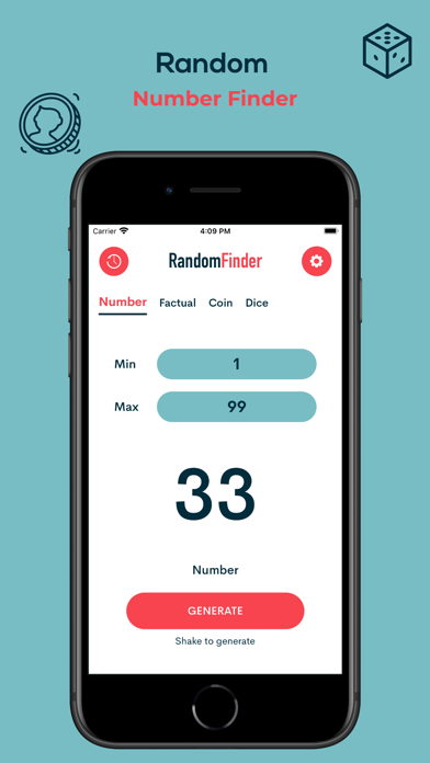 Screenshot #1 pour D20 - Random Number Finder