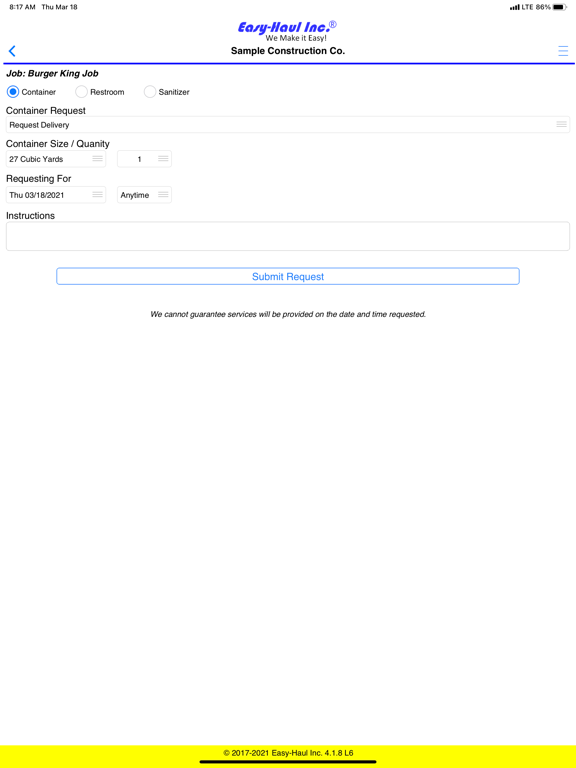 EasyHaul Customer App iPad screenshot 3 - Business app