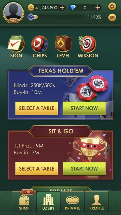 Poker World: Texas Holdem Screenshot