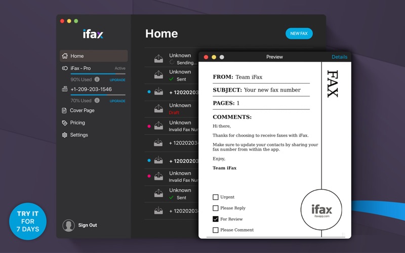 Screenshot #1 pour iFax: Send & Receive Fax App