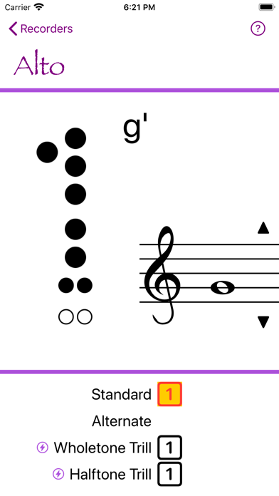 Recorder Fingering Screenshot