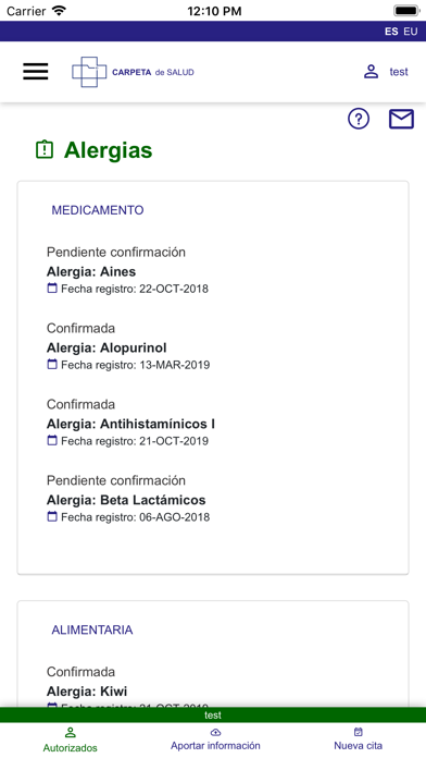 Carpeta de Salud Screenshot