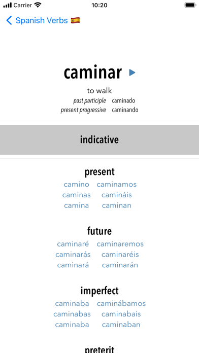Spanish Verbs Screenshot