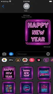 happy new year neon stickers iphone screenshot 1