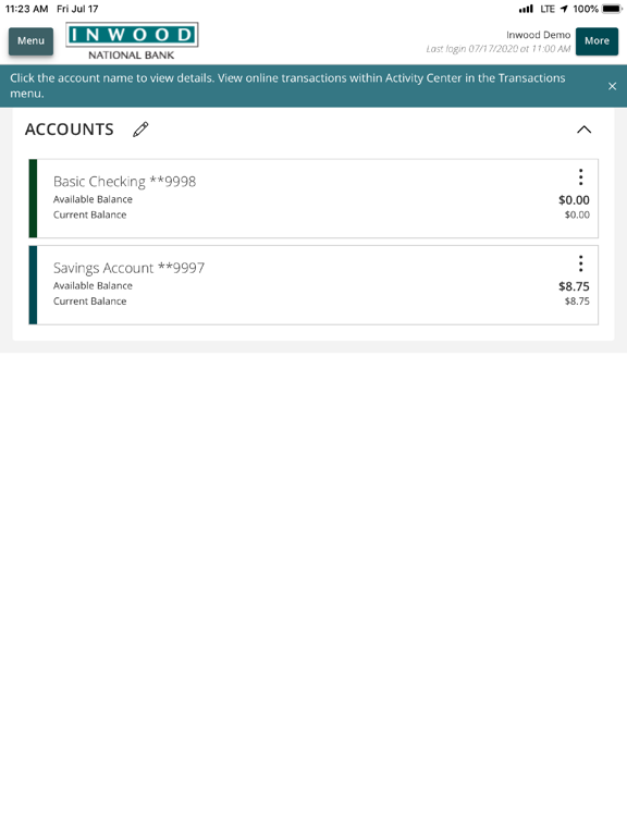 Inwood Bank Mobile Banking iPad screenshot 3 - Finance app