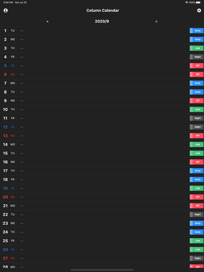 Column Calendar and Tag Memo