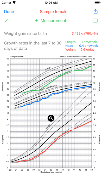 Preterm Growth Tracker Screenshot