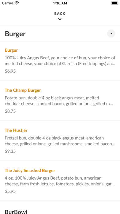 BurBowl Restaurant Screenshot