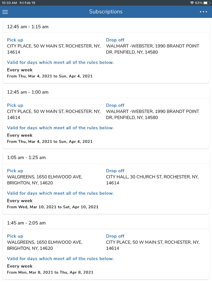 RTS Access Ride Request