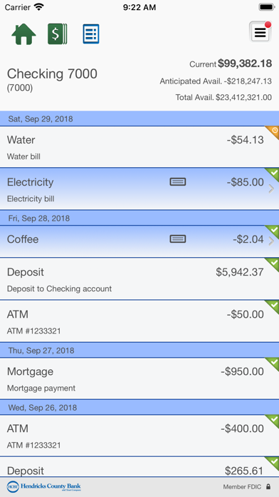 Hendricks County Bank Business Screenshot