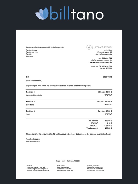Screenshot #4 pour billtano - writing invoices