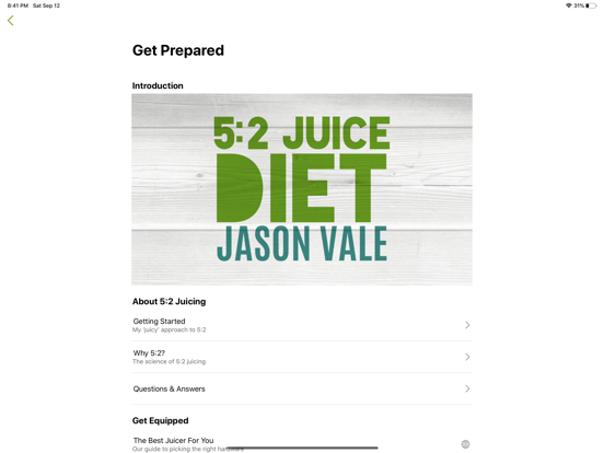 Jason Vale’s 5:2 Juice Diet iPad app afbeelding 4