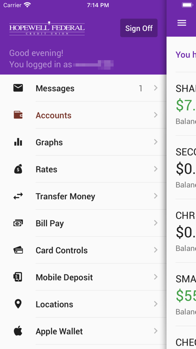 Hopewell FCU Mobile Banking Screenshot