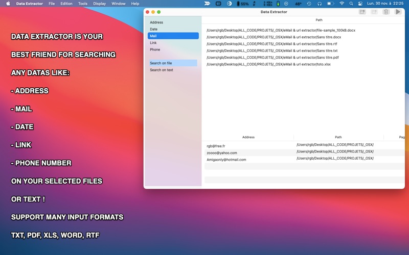 Screenshot #1 pour Datas Extractor