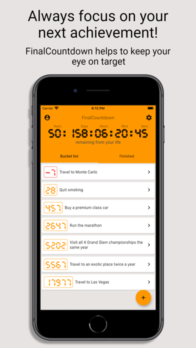FinalCountdown Bucket List App Screenshot
