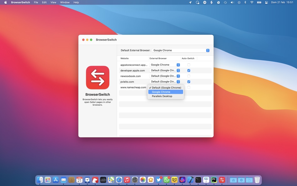 #5. BrowserSwitch for Safari (macOS) 由: Pedro Jose Pereira Vieito