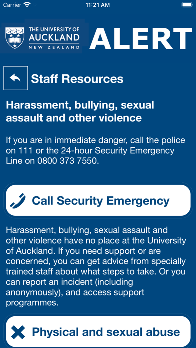 UoA Alert Screenshot