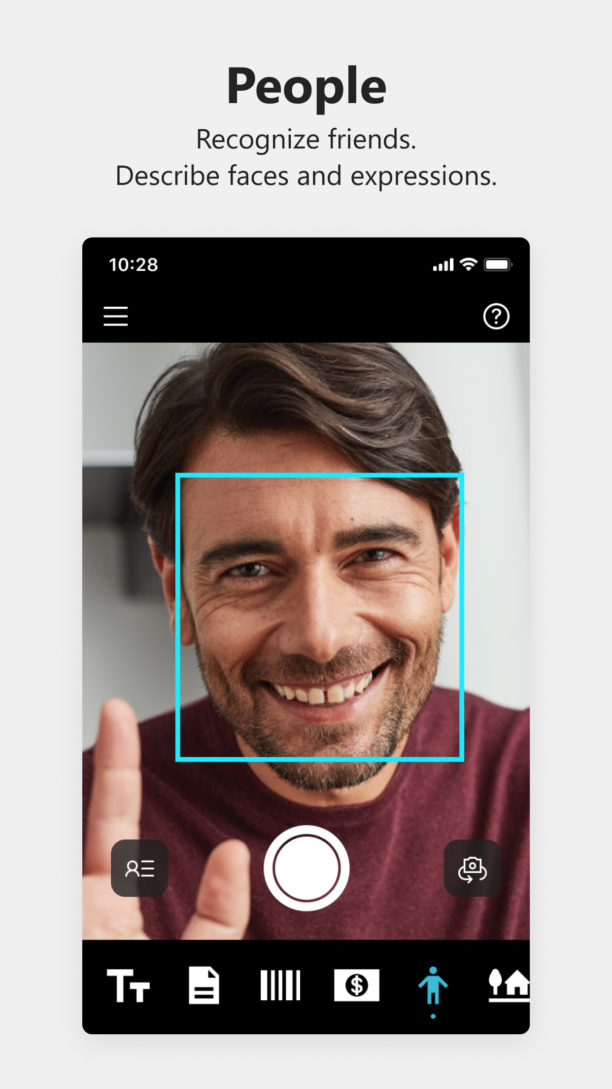 Screenshot do app Seeing AI