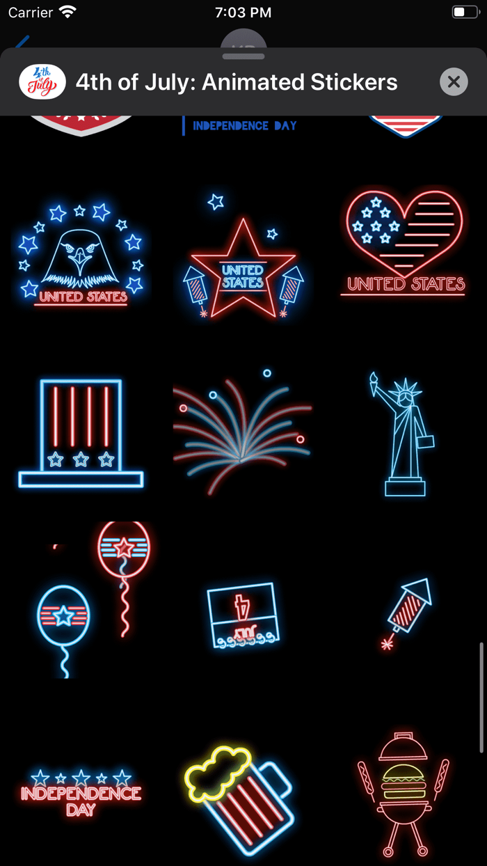 4th of July Animated Stickers