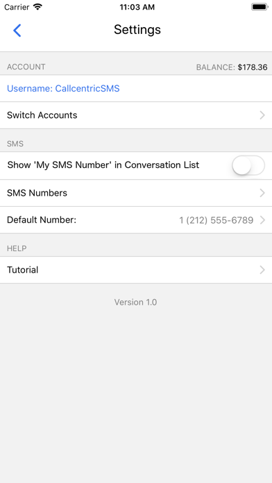 Callcentric SMS Screenshot
