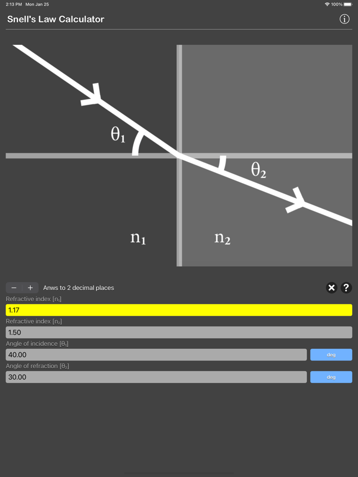 Snell Law Calculator