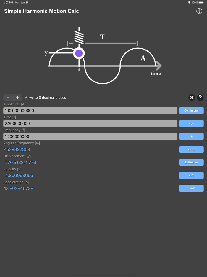 Simple Harmonic Motion Calc